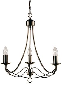 Lampadario Industrial-Nordico Maypole Acciaio Ottone 3 Luci E14