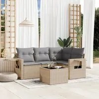 Set Divano da Giardino 5 pz con Cuscini Beige in Polyrattan 3252456