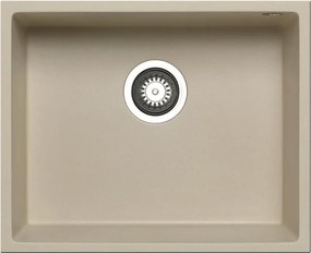 Lavello integrato 1 vasca in granito beige PYRAMIS Tetragon L 40 x L 50 cm