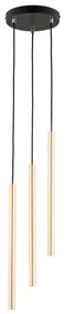 Lampadario a Sospensione in Acciaio SELTER 3 PREMIUM Nero e Oro 3xG9