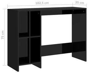 Scrivania Portatile Nero Lucido 102,5x35x75cm Legno Multistrato