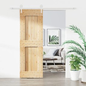 Porta Scorrevole Con Set Hardware 70x210 Cm Legno Massello Pino /