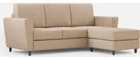 Divano 3 Posti con Pouf 212x155x85 cm Yasel in Tessuto Beige