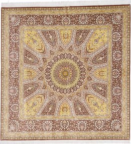 Ghom Tappeto persiano 200x200 Rosa (Iran) Annodato A Mano