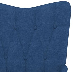 Poltrona Relax con Poggiapiedi Blu in Tessuto