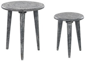 Set di 2 tavolini legno di mango grigio JATRA Beliani