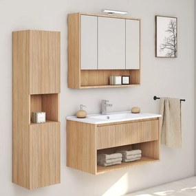 Kamalu - Colonna bagno cannettata rovere chiaro 130 cm | LAC-IRIDE