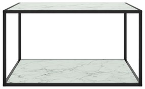 Tavolino nero con vetro bianco marmorizzato 90x90x50 cm