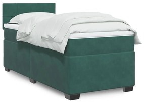 Giroletto A Molle Con Materasso Verde Scuro 90x200 Cm Velluto /