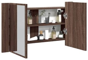 Armadietto Specchio Con Led Rovere Marrone 80x12x45cm Acrilico /
