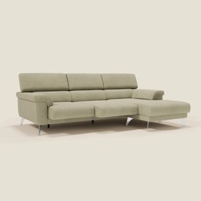 Raffaello Divano angolare con sedute scorrevoli e poggiatesta regolabili in microfibra smacchiabile T11 beige