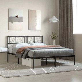 Giroletto Con Testiera İn Metallo Nero 140x200 Cm /