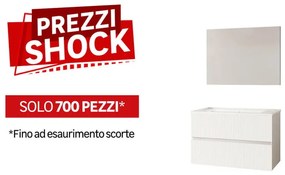 Mobile bagno con lavabo e specchio L 80.2 x H 50.6 x P 44 cm bianco lucido canettato e bianchi Santorini