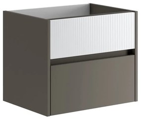 Mobile da bagno sotto lavabo Niwa grigio carbone frontale in vetro bianco laccato opaco L 59.5 x H 50 x P 45.5 cm 2 cassetti, lavabo non incluso