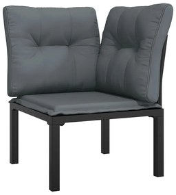 Set salotto da giardino 6 pz in polyrattan nero e grigio