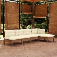 Set Divani da Giardino 5 pz con Cuscini Miele Legno di Pino 3096337