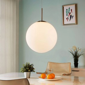 Lindby lampada a sospensione Marike, Ø 35 cm, bianco, vetro, globo, E27