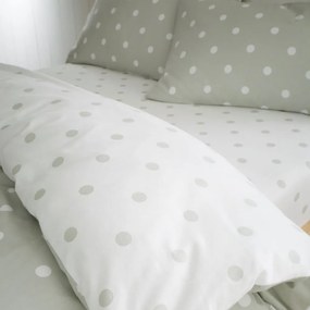 Lenzuolo con angoli bianco e verde in flanella 90x190 cm Polka Dot – Catherine Lansfield
