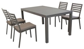 DEXTER - set tavolo in alluminio cm 160/240 x 90 x 75 h con 4 sedie Dexter