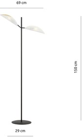 Piantana Moderno Eridano Acciaio Nero 2 Luci E14 Ip20