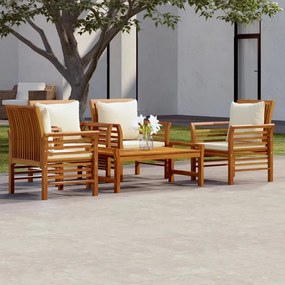 Set salotto da giardino 5 pz con cuscini legno massello acacia