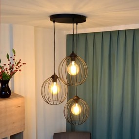 Lampadario LED a sospensione con filo MERCURE 3xE27/15W/230V ø 50 cm nero