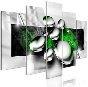 Quadro  Shiny Stones (5 Parts) Wide Green  Colore Argento, Dimensioni e Misure 200x100