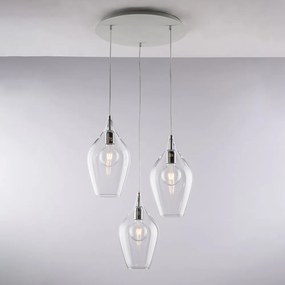 Lampadario Moderno Ares Metallo Trasparente 3 Luci E27