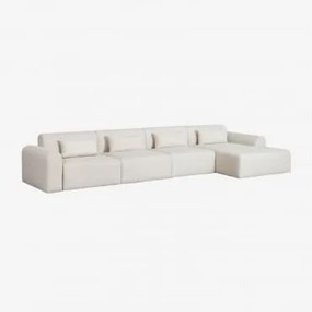 Divano Chaise Longue Modulare In 4 Pezzi Con Angolo Sinistro In Borjan Borreguito Ciniglia Blanc - Sklum