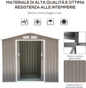 Casetta Box da Giardino in Lamiera Grigio 213x127x185 cm...