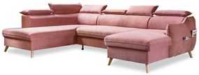 Divano letto angolare a U in velluto rosa chiaro (angolo sinistro) Sweet Harmony - Miuform
