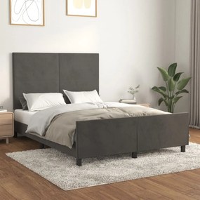 Giroletto Senza Materasso Grigio Scuro 140x200 Cm Velluto /