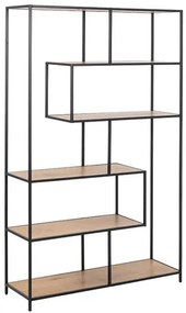 Libreria industriale metallo nero e legno L114 cm TRESCA