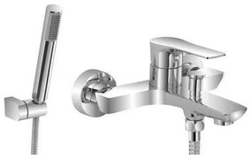 Miscelatore vasca Flat in ottone cromato con kit doccia incluso