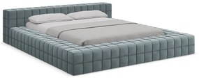 Letto matrimoniale imbottito azzurro con griglia 140x200 cm Akela - Makamii
