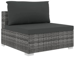 Set divani da giardino 5 pz con cuscini in polyrattan grigio