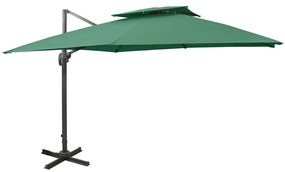 Ombrellone A Sbalzo Con Doppia Copertura 300x300 Cm Verde /