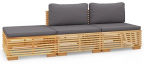 Set divani da giardino 3 pz con cuscini legno massello di teak