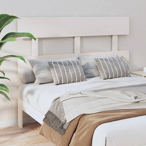 Testiera Per Letto Bianca 124x3x81 Cm İn Legno Massello Di Pino /