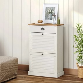 Scarpiera Vıgo 60x35x96 Cm İn Legno Massello Di Pino Bianco /