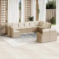 Set Divani da Giardino 12 pz con Cuscini Beige in Polyrattan 3226443