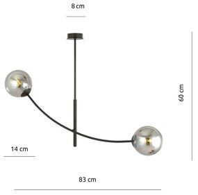 Sospenione Moderna 2 Luci Hunter In Acciaio Nero Bracci Regolabili E Vetro Fumè