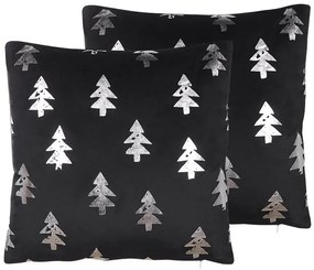 Set di 2 cuscini decorativi con alberi di Natale 45 x 45 cm nero CUPID Beliani