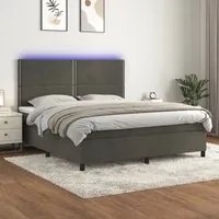 Letto a Molle con Materasso e LED Grigio Scuro 180x200 cm 3136078