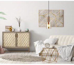 ITALUX PND-5581-1-BRO+AMB - Lampadario a sospensione con filo SARDO 1xE27/40W/230V nero/ottone