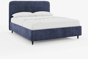KAELOS letto minimal imbottito - vano contenitore, piedi alti e testiera arrotondata in tessuto ciniglia