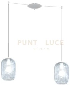 Sospensione bianco 2 luci spostabile vetri blu 1181bi-s2 s-bl