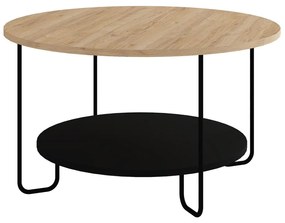 Tavolino rotondo con piano in rovere nero e naturale ø 80 cm Tonka - Marckeric