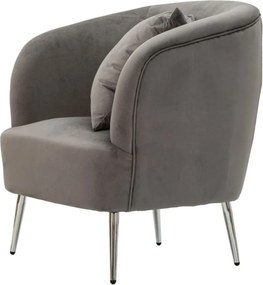 Poltrona grigia con poggioli/con gambe con rivestimento in velluto Silvery – Mauro Ferretti