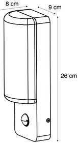 Applique da esterno nera con sensore di movimento e LED inclusi - Shift